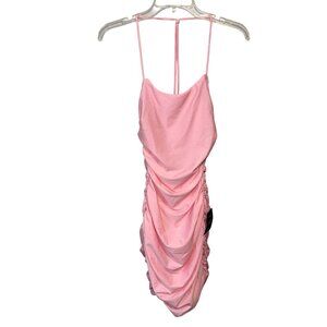 NWT Lulus Pink Ruched Mini Dress With Straps size XXS